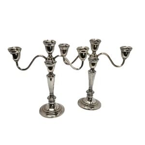 Vintage Gorham Heritage Italy Silverplate Convertible 3-Light Candelabra Pair